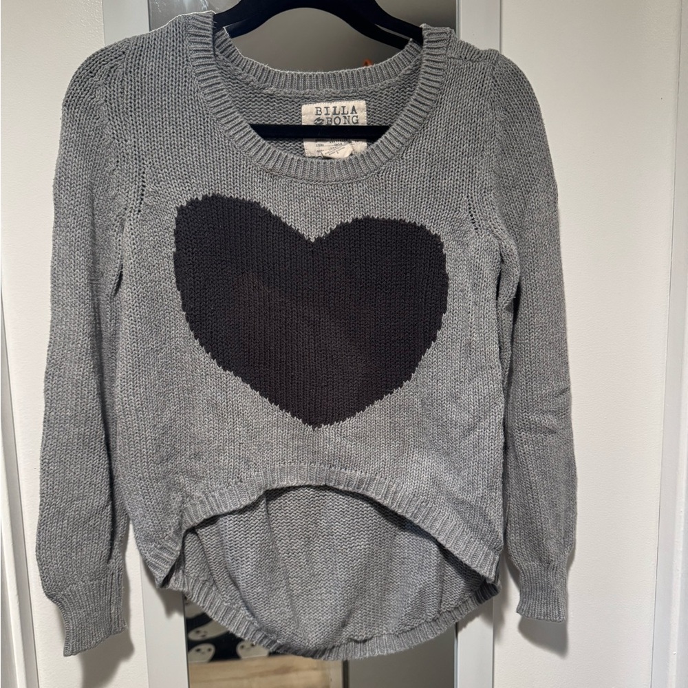 Billabong Asymmetrical Cropped Heart Sweater